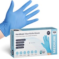 Handicare Blue Nitrile Powder Free Single Use Examination Gloves