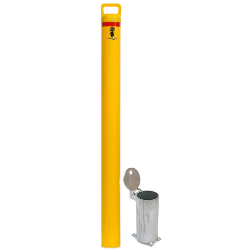 Enforcer 90mm Removable In-Ground Bollard KeyLock Yellow