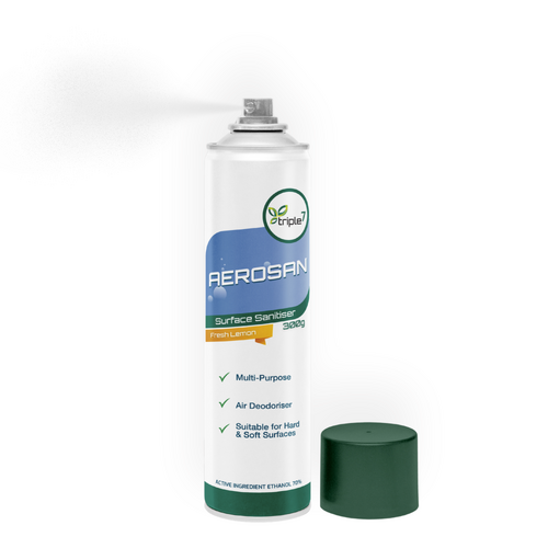 Triple7 AeroSan – Surface Disinfectant &amp; Deodoriser (70% Ethanol, 300g)