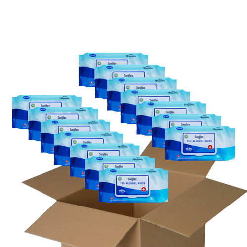 Saniflex 75% Alcohol Sanitary Wipes 50 pack - Carton of 42