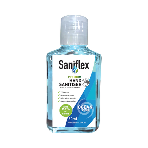 Saniflex Ocean Scent Rinse Free Hand Sanitiser 60ml FlipTop Bottle