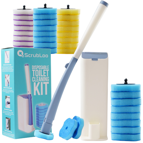 ScrubLoo Classic Disposable Toilet Cleaning Wand Starter Kit, Toilet Brush -8 Ocean Breeze Refills