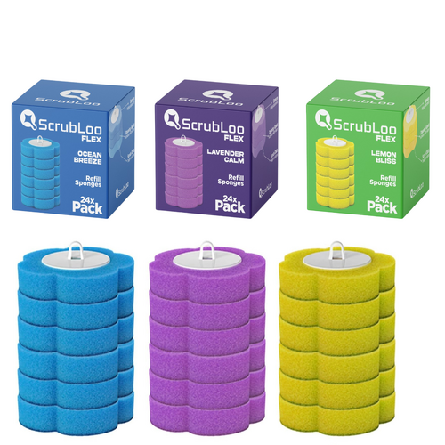 ScrubLoo Flex Refill Sponges 24 Pack – Disposable Toilet Brush Heads