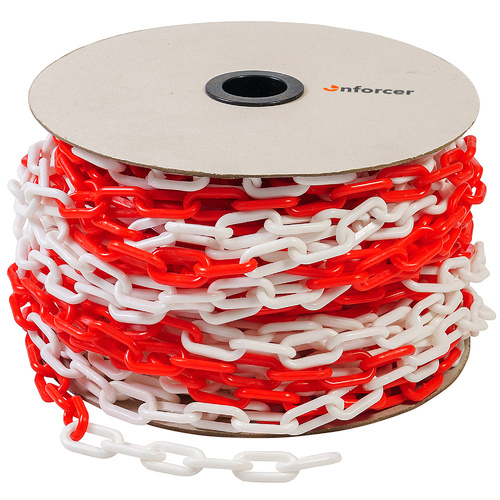 Enforcer Red White Plastic Safety Chain 40m Roll