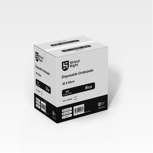 Shield Right Disposable Underpads 60x40 cm, 300 units