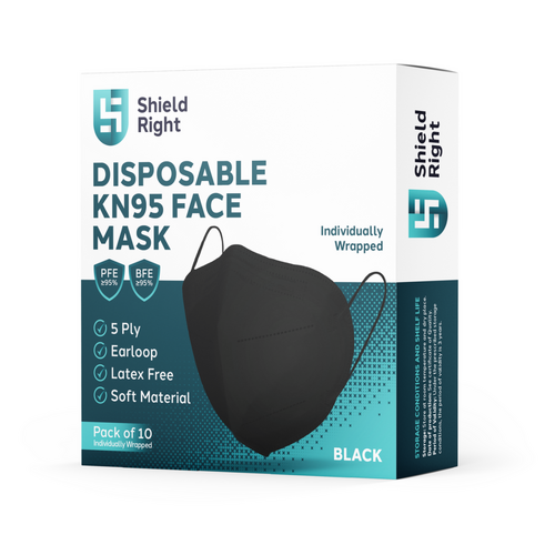 Shield Right KN95 Face Masks – 10 Pack | N95 P2 Equivalent Respirator