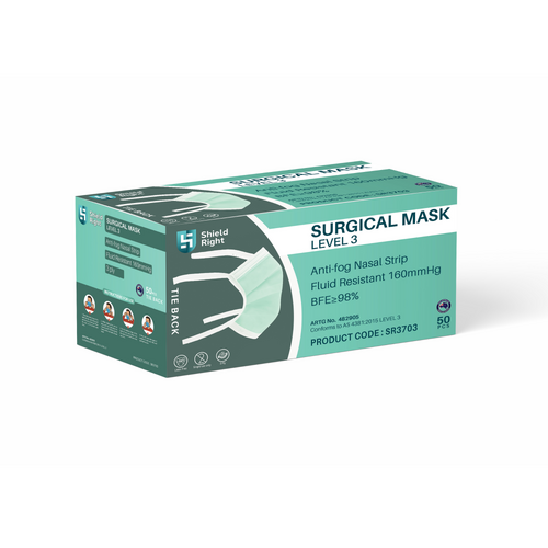 Shield Right Surgical Mask Level 3 – Tie-Back (50 Pcs)