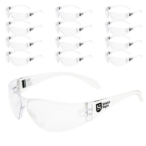 Shield Right Classic Safety Glasses Clear - 12 Pack