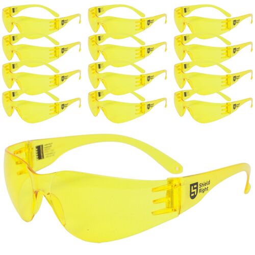 Shield Right Classic Safety Glasses Amber - 12 Pack