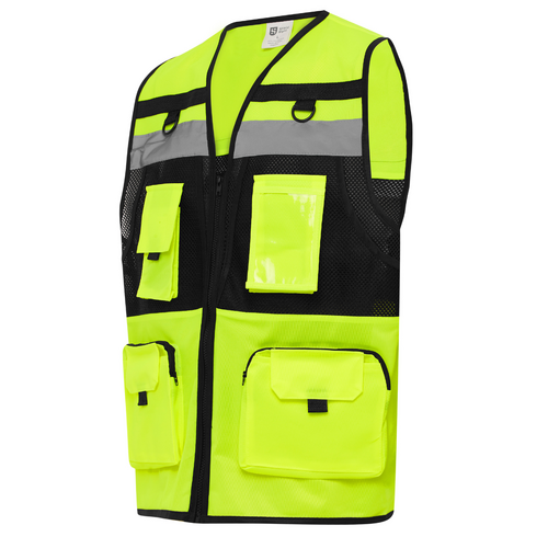 Shield Right Premium Hi-Vis Safety Vest – Reflective with Zip, Pockets &amp; Mesh Back