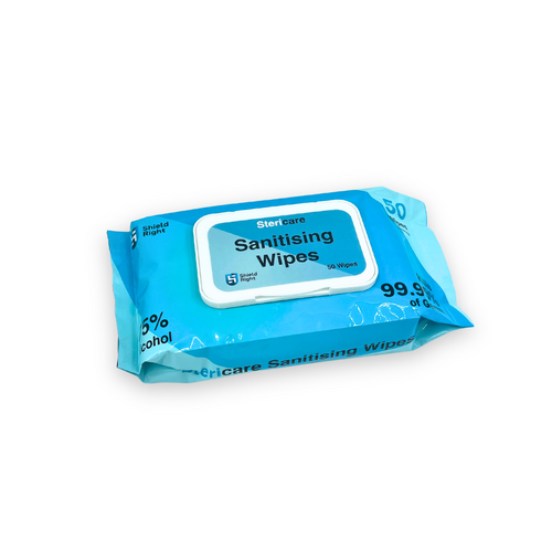 SteriCare Sanitising wipes 75% Alcohol, 50 Pack