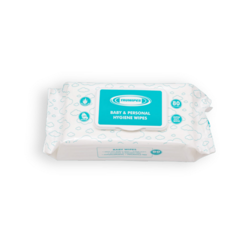 Water-Based Baby &amp; Personal Hygiene Wipes with Aloe Vera – 17.5 × 20cm (80 Wipes)