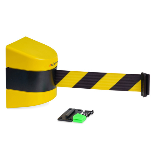 Enforcer Wall Mount Retractable Belt Barrier Black Yellow